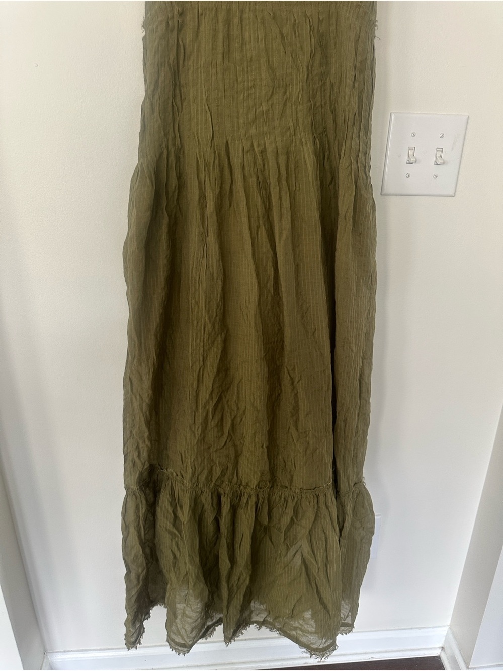 Free People Pintuck Olive Maxidress M - Picture 4 of 9